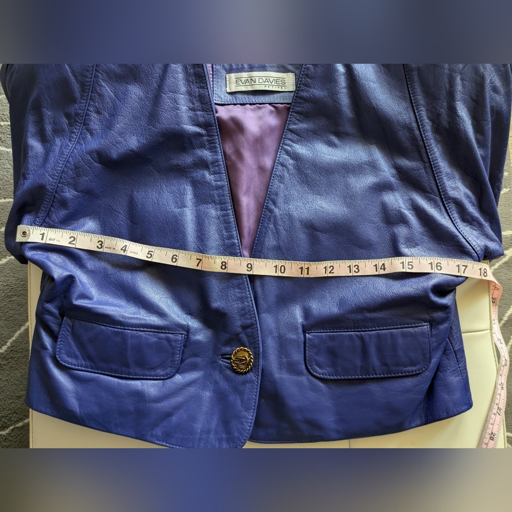 Vintage 80's Blue Leather Jacket - Picture 8 of 13
